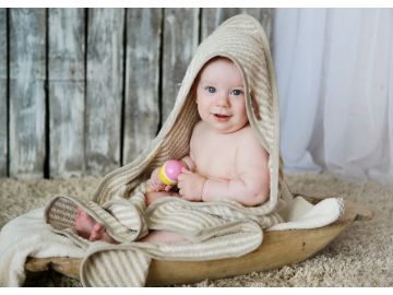 Детское полотенце с капюшоном из литовского льна